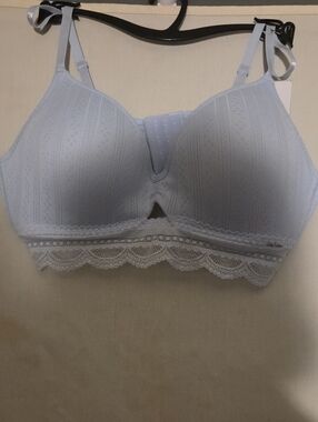 Daisy Fuentes Light Blue Lace Trim Wireless Bra